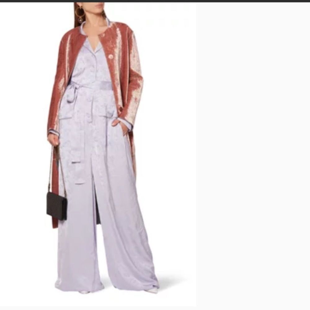 BOTTEGA VENETA lilAc viscose 2018 FLORAL JACQUARD Jumpsuit, Size 42, Large, NWT